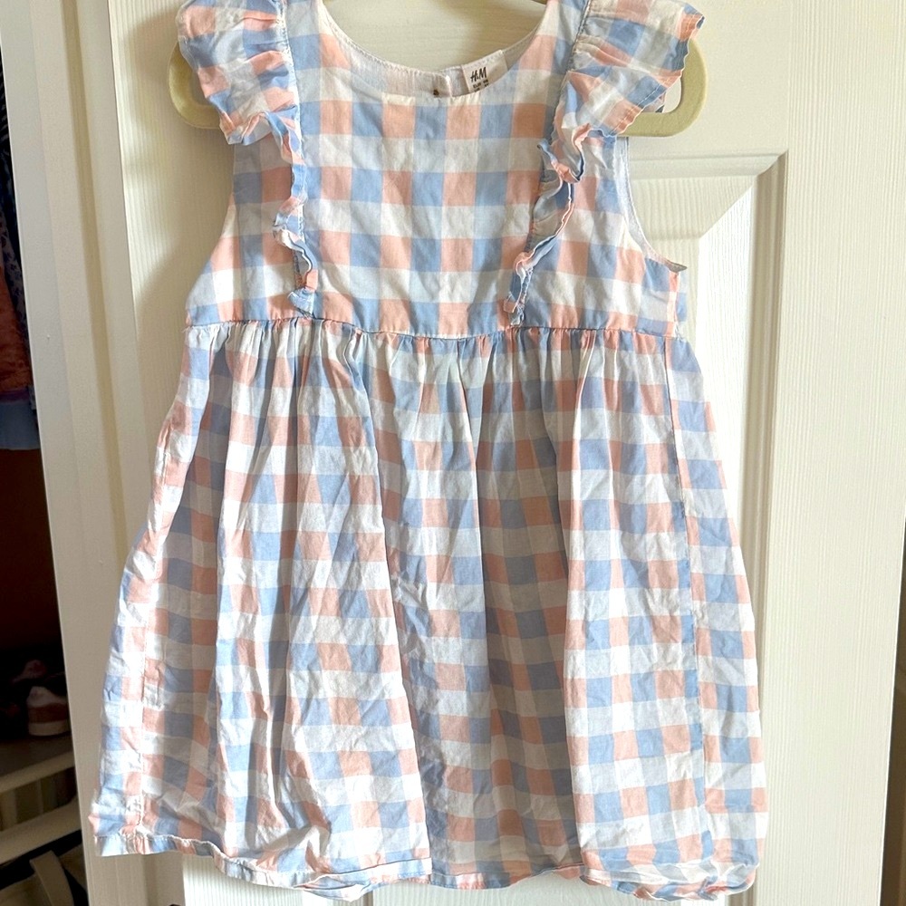 H&M Pastel Checkered Dress with Ruffles